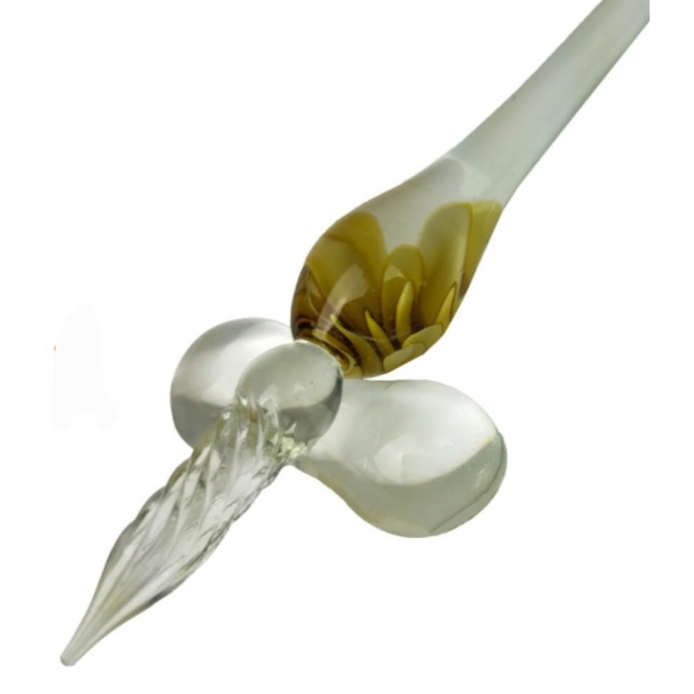 Caneta de Vidro para Caligrafia Floral ( Sinoart+) - Floral Amarela