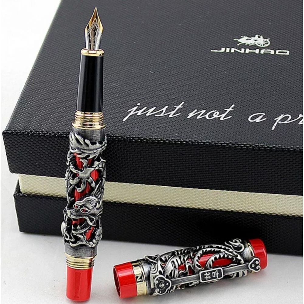 Jinhao Dragon - vermelha prata envelhecida