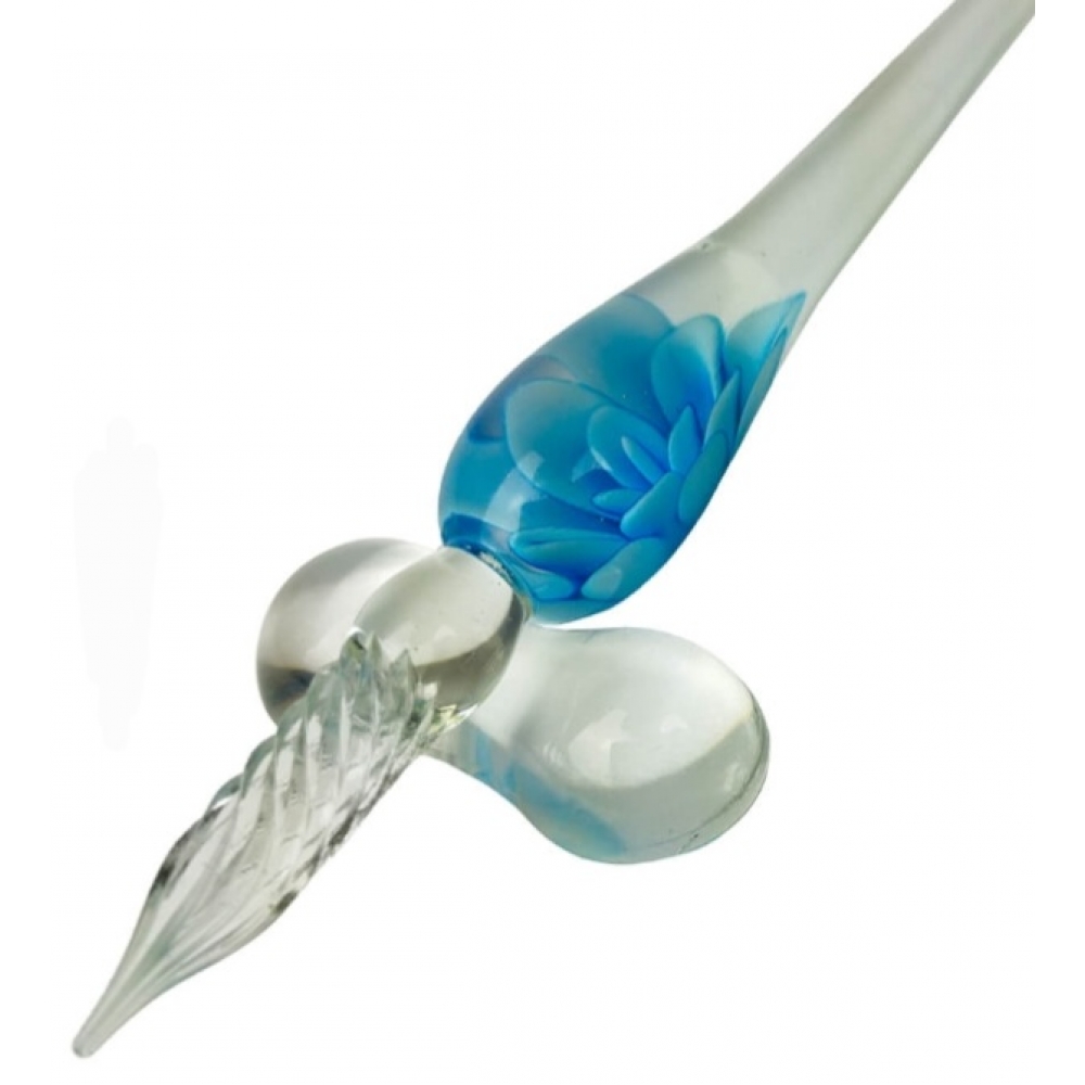 Caneta de Vidro para Caligrafia Floral ( Sinoart+) - Floral Azul